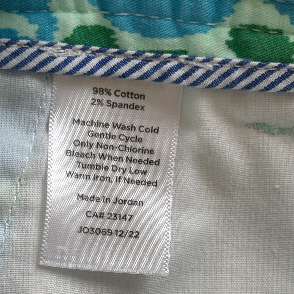 Talbots Relaxed Chino Turquoise & Green Patterned Cotton Shorts - Picture 12 of 12